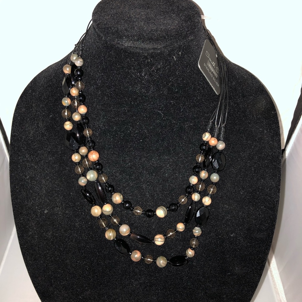 3 Stand bead necklace with SS closure